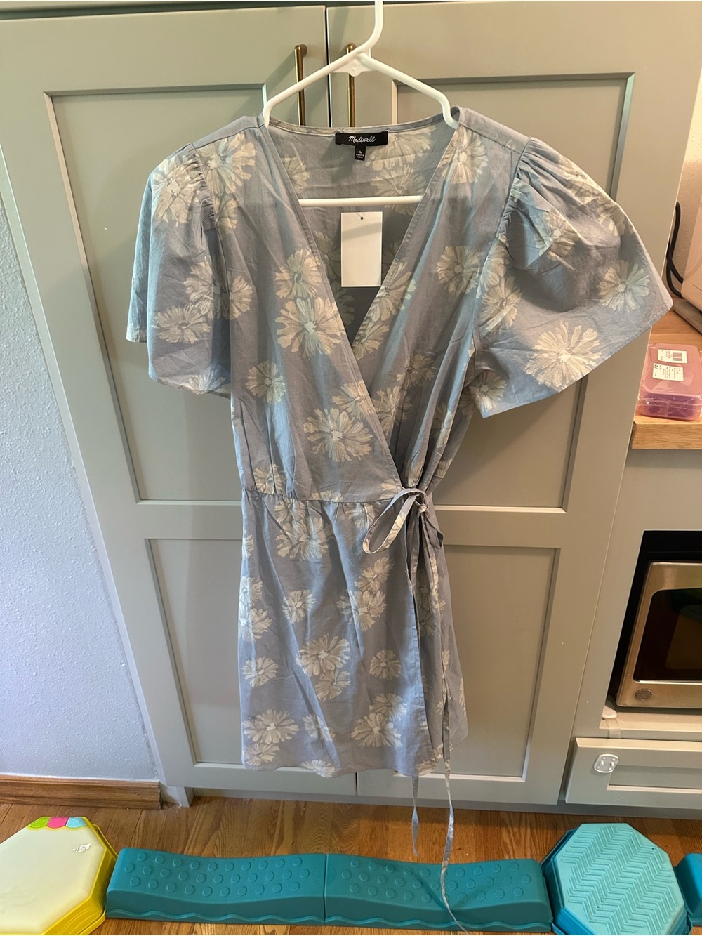 Madewell Blue Floral Wrap Dress